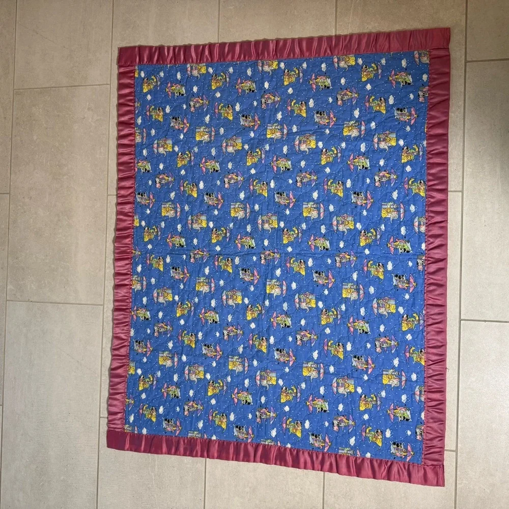 Handmade‎ Quilt Noahs Ark Baby Blanket Toddler Nursery Throw Animals 34x42